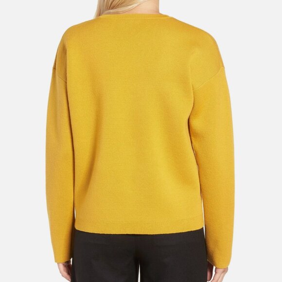 J.Crew Bonded Lace-Up Mustard Merino Wool Sweater Sz M NWT - Picture 3 of 7